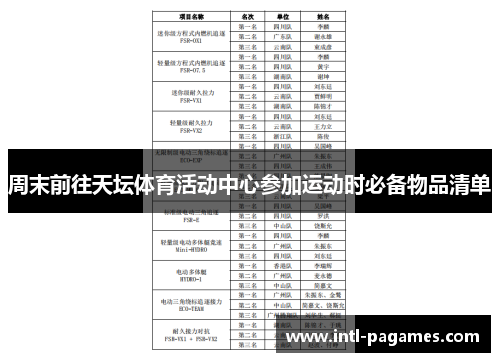 周末前往天坛体育活动中心参加运动时必备物品清单 周末前往天坛体育活动中心参加运动时必备物品清单